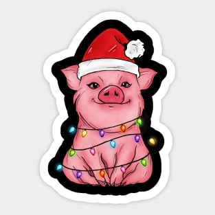 Pig Christmas Lights Merry Pigmas Sticker